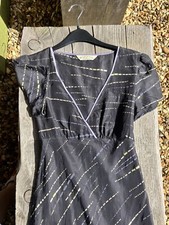 Georgina von etzdorf silk dress -charcoal black with pale blue print -small used