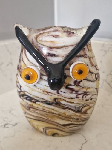 Swirl art glass owl figure - art,