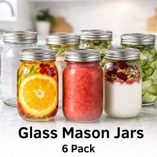 6 Pack Glass Mason Jars &