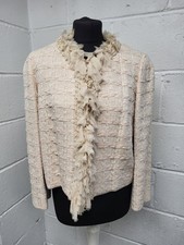 Max Mara Pianoforte Blush Peach Tweed Woven Jacket Truffled Placket. Size 16.PAC