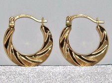 9CT YELLOW GOLD SWIRL FANCY CREOLE HOOP EARRINGS