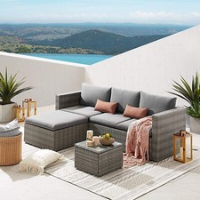 Rattan Garden Furniture Patio Corner Sofa Set Lounger Table Outdoor Conservatory