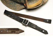 CHINSTRAP GERMAN WW2 HELMET "FRANZ MULLER 1941" brown leather, steel buckle