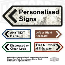 Metal Wall Sign - Personalised UK Road Direction Arrow - Custom Left Right Point
