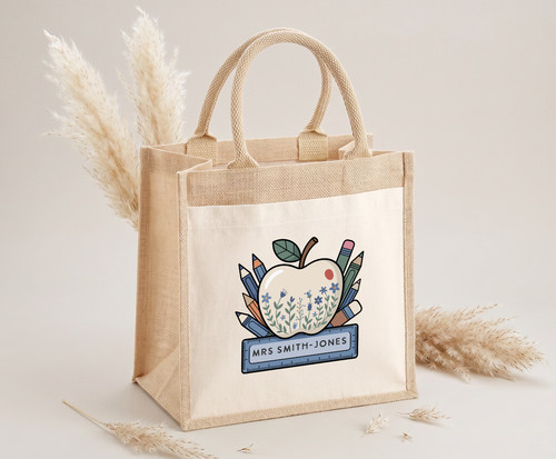Personalised teacher jute bag - personalised,