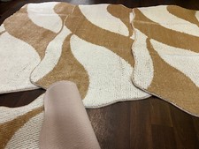 X ROMANY WASHABLE 67X120CM MATS SET NON SLIP RUGS CREAM-BEIGE GYPSY MATS NEW X