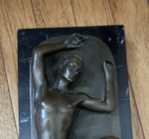 Signed bronze reclining nude - signed,