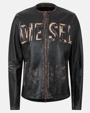 DIESEL Leather Logo Jacket UK SIZE X Large GENUINE RRP £1350 #R