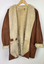 REAL SHEEPSKIN SHEARLING COAT UK Size 14-16 (US 10-12) Women`s Jacket Brown