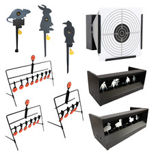 SHOOTING PRACTICE PELLET CATCHER ANIMAL TARGET SPINNING RESETTING AIR RIFLE SET