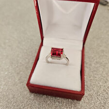 Padparadscha Quartz & Zircon Ring in platinum over Sterling Silver