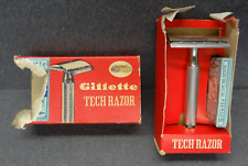 Gillette Tech Razor VTG Razor Open Comb NEW Blue Blades Pack Box 49cent King