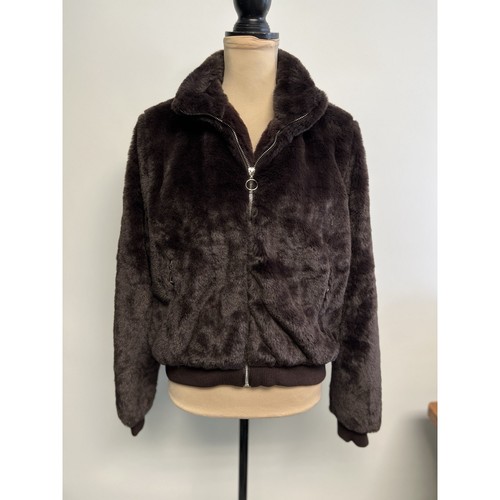 Faux fur brown coat y2k - faux,