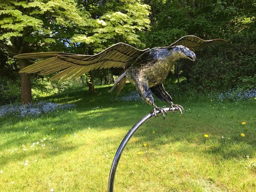 Silver flying eagle stand - eagle,