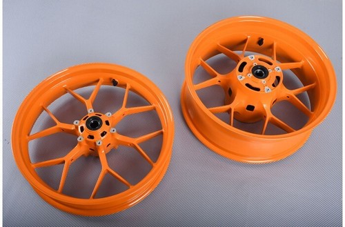 Orange front rear wheels - front, rims