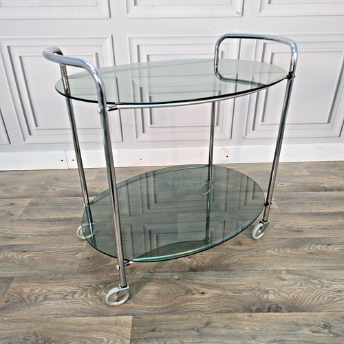 Vintage chrome drinks trolley - chrome,