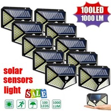 100 LED Solar Power PIR Motion Sensor Lights Wall Lamp Outdoor Garden Security