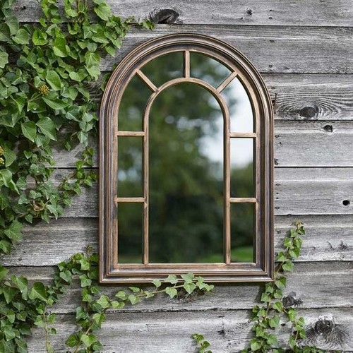 Copper arched garden mirror - garden,