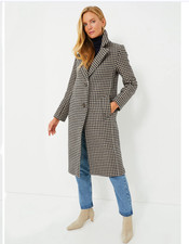 Barbour Angelina Houndstooth Trench Coat in Light Fawn MSRP$680 British Lux