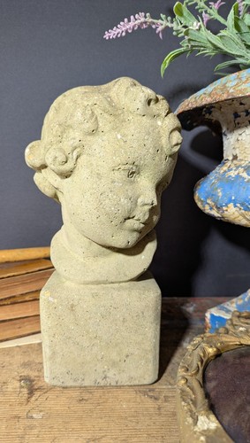 Weathered stone ornament bust - weathered,