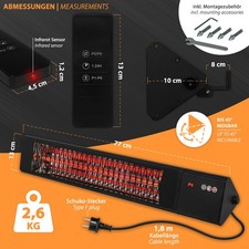 Patio Heater Hellstrahler 2000W Radiant Heater App Infrared