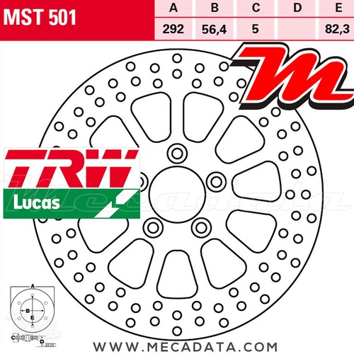 Rear brake disc trw mst501 - rear,