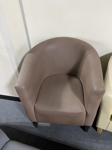 Brown faux leather armchair - brown,