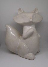 Ceramic Fox Ornament - Super Cute Retro Vintage 6" Tall Creamy/Brown Glaze