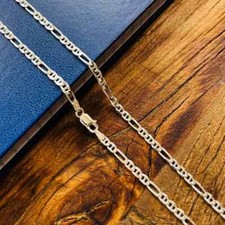 5MM Real Solid 925 Sterling Silver Figarucci Mens & Boys Chain Necklace