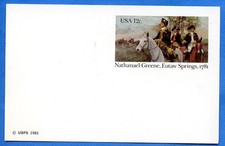 Pre Paid Postcard 12c Nathanael Greene Postal Card 1981 UX90 Unused