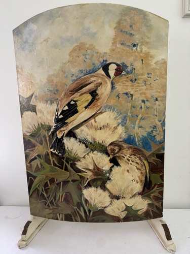 Fire screen oil painted - fire, birds