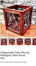 Chippendale Style Ornately Decorated Mahogany Plant Stand with Galleried Top