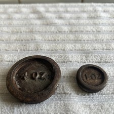 Antique Cast Iron Imperial Round kitchen Scale Weights Set Of 2 4oz And 1oz
