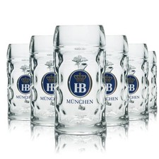 6x HB Munich beer glass 0.3l contour glass jug Humpen Seidel glasses set brewery