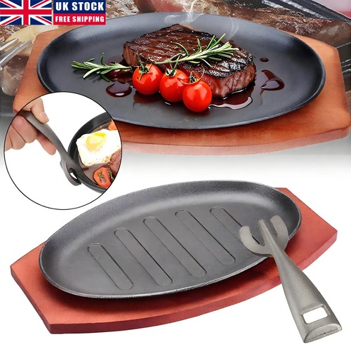 Large cast iron steak - steak, sizzling