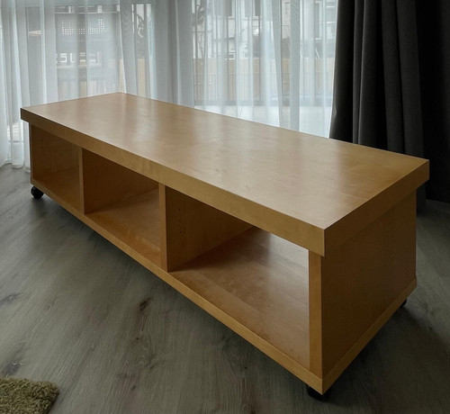 Wooden unit with wheels - wooden, tv
