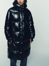 NEW Zara Long Shiny Anorak