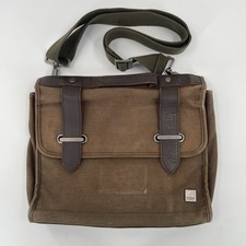 Knomo London Brown Canvas Leather Trim Messenger Bag - Shoulder/Crossbody Strap