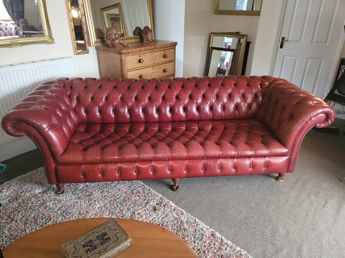 Chesterfield leather sofa - leather,