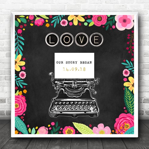 Typewriter pink blue chalk - pink,