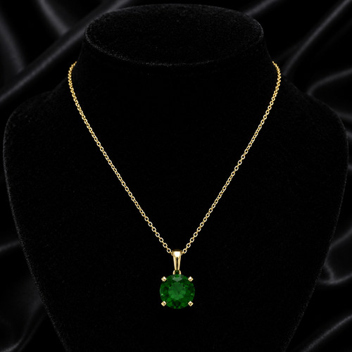 Yellow gold emerald solitaire - yellow,
