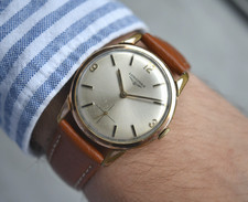 1974 Longines Gold Mens Watch Mechanical Rare Small Seconds Dress Watch Sunburst