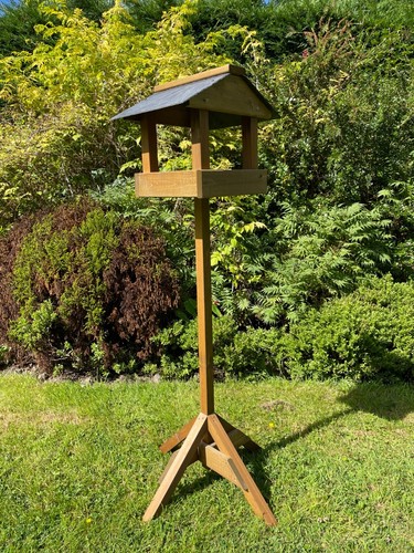 Wooden bird table garden - garden, birds