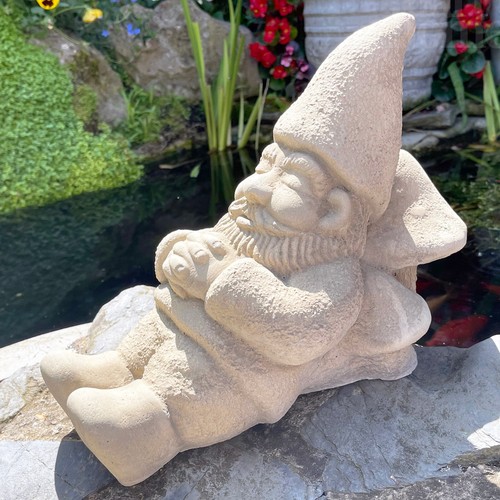Stone sleeping gnome ornament - sleeping,