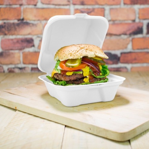 Bagasse burger box 6 - burger, 6"