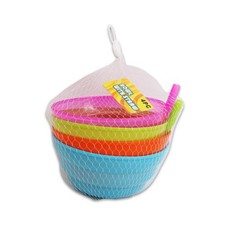 Cereal Bowl for Kids with Built in Straw Plastic Sip-a-bowl Pack of 4