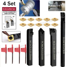 4 Set 12mm Shank Lathe Turning Holder Boring Bar +Carbide Inserts Cutting Tools