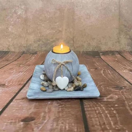 Wooden ball tealight holder - wooden,