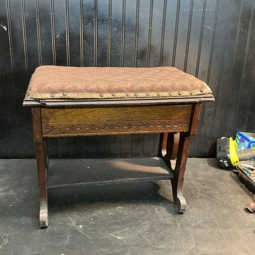 Antique vtg oak piano vanity - antique,