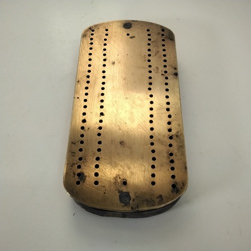 Cribbage peg board - board, brass